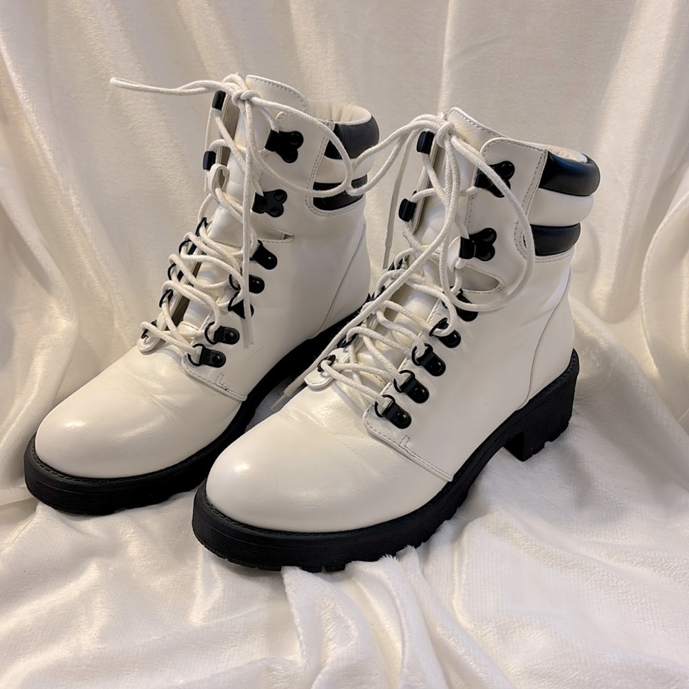 White with black detail boots